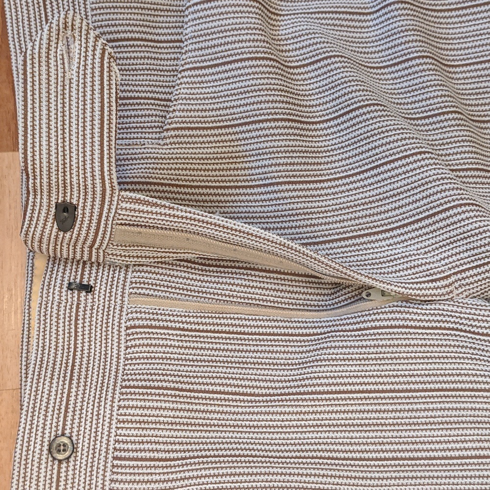 Vintage 60's brown and white pinstriped polyester pants - Picture 8 of 8